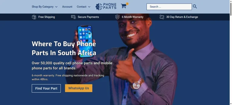Phoneparts.co.za ecommerce website built by Dot Digital East London
